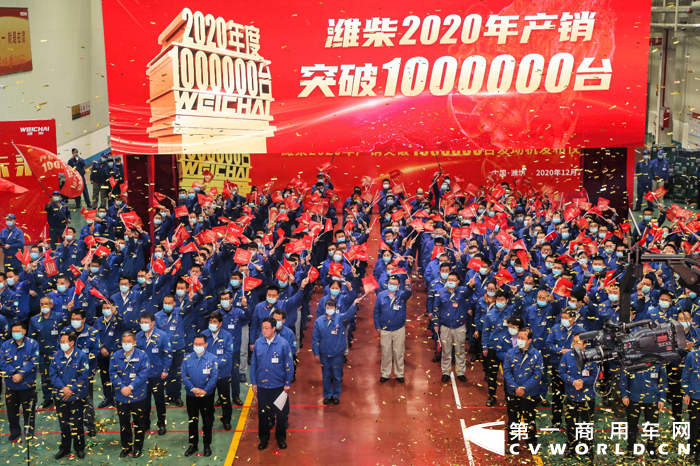 12月28日，潍柴集团在山东潍坊举行了2020年度产销突破100万发动机发布仪式。作为潍柴集团的重要业务板块，2020年潍柴船用发动机业务销售同比增长16.5%，为实现产销突破100万台的目标贡献了一份力量。