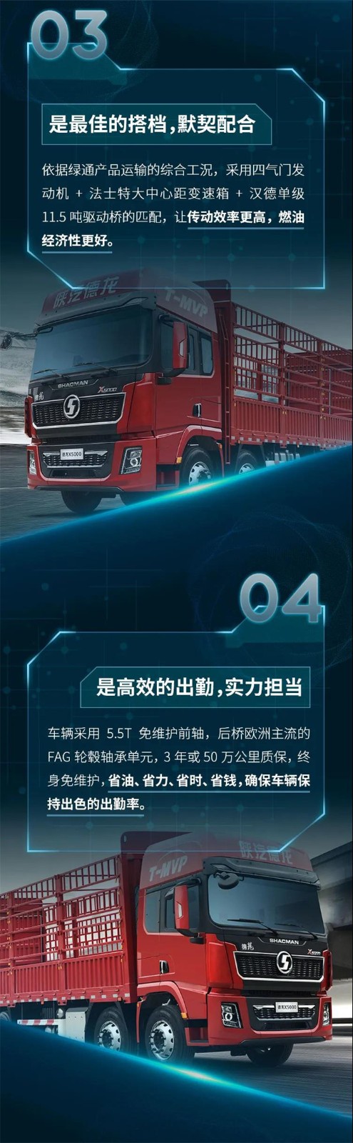 德龙X5000 8×4 绿通版载货车：天生与时间为敌，为勤劳的卡友争取丰厚的回报！