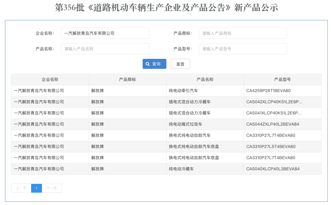 【
 原创】近期，在第356批新车公示中，一汽解放青岛汽车有限公司（下文称“解放青汽”）共计申报了8款新能源产品，且是今年5批新车公示中申报新能源产品最多的一次。那么，第356批新车公示解放青汽具体都申报了哪些车型？可应用在哪些领域？这些车型都有哪些看点呢？下面，
为您报道。