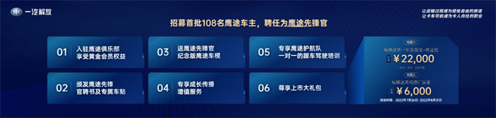 2022年7月26日，以“智鹰畅途 创领未来”为主题的解放鹰途上市发布暨品鉴大会在杭州隆重举行。