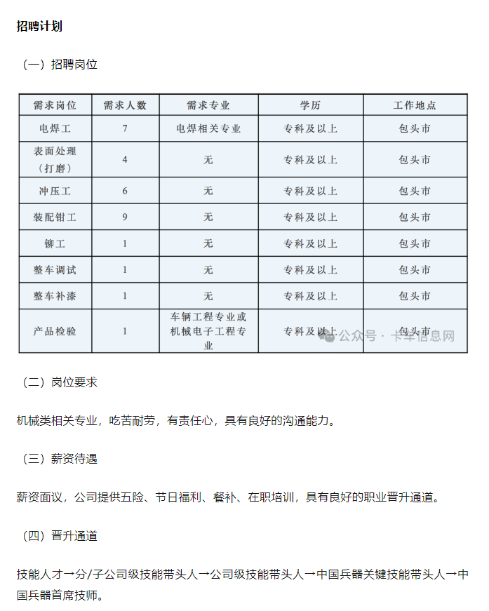 北奔重汽正在“招兵买马”！薪资待遇怎么样？